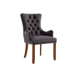 Antoinette Carver Chair - Smoke Grey - Walnut Legs