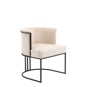 (ID:37211-37212) Set of 2 Aria Dining Chairs - Chalk - Black Frame