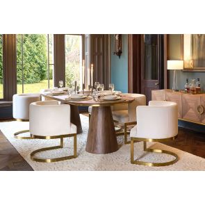 Brewster Capsule Dining Table and 6 Lasco Chalk Chairs