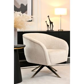 Brodie Swivel Chair – Light Taupe Chenille – Bronze Base