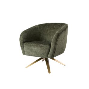 Brodie Swivel Chair – Forest Green – Brass Base