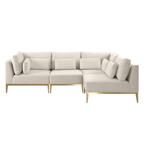 (ID:37192) Cassie Left/Right Corner Section - Chalk / Brass Base