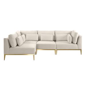 (ID:37192) Cassie Left/Right Corner Section - Chalk / Brass Base