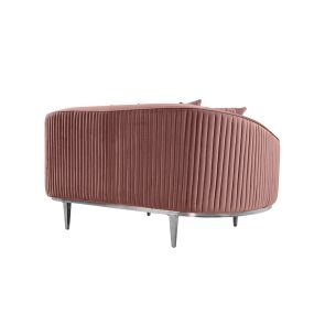 Ella Two Seat Sofa - Blush Pink- Polished chrome base