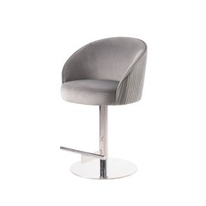 (ID:37098-37099) Set of 2 Ella Bar Stools - LN-169 - Dove Grey with Silver base