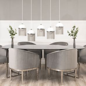 Chevron Silver Dining Table