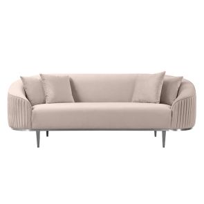 Ella Three Seat Sofa - Chalk - Silver Base