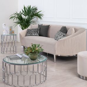 Ella Three Seat Sofa - Chalk - Silver Base