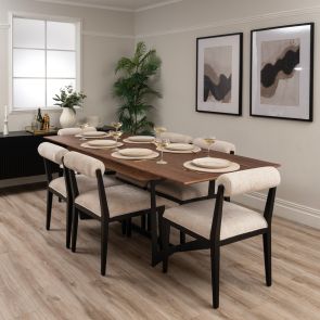 Finley Extending Dining Table and 6 Hera Dining Chairs