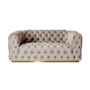 Frankfurt Two seat Sofa  - Taupe with Brass Base 