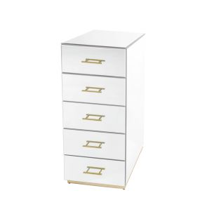 Harper Mirrored Tallboy – Champagne Gold Details