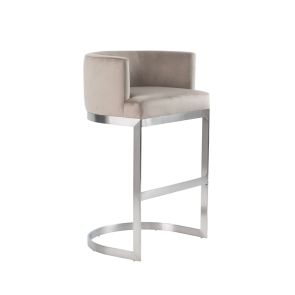 Lasco Bar Stool – Taupe - Brushed Stainless Steel Base