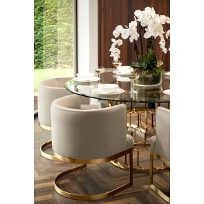 Lasco Dining Chair - Taupe - Brushed Brass Base