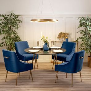 Mason Dining Chair Navy Blue - Brushed Gold Legs