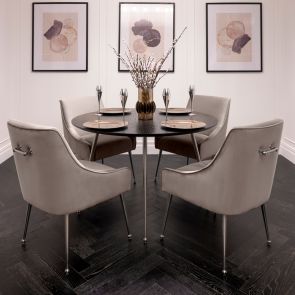 Mason Dining Chair Dove Grey - Shiny Silver Legs