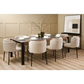 Corinna 8 Seat Dining Table Grey - Black legs