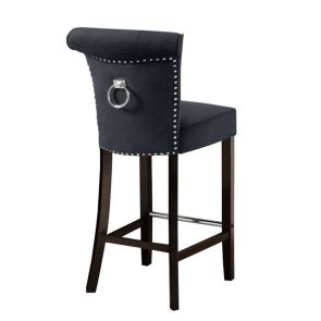 Positano Bar Stool with Back Ring - Black Velvet