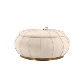 Pumpkin Storage Ottoman - Chalk - Brass Base