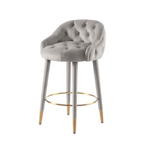 Sophia Counter Stool - Grey - Brass Caps