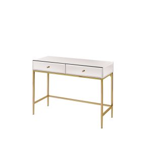 Stiletto White Glass and Brass Console Table