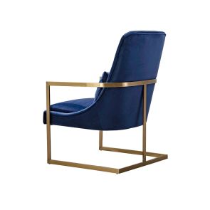 Vantagio Lounge Chair - Navy Blue - Brushed Gold base