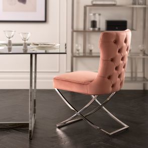 Wexler Dining Chair  Blush Pink -Silver Base  