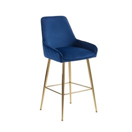 Watson Bar Stool - Ink Blue - Brass