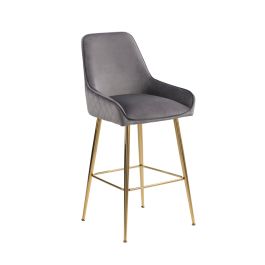 Watson Bar Stool - Storm Grey - Brass