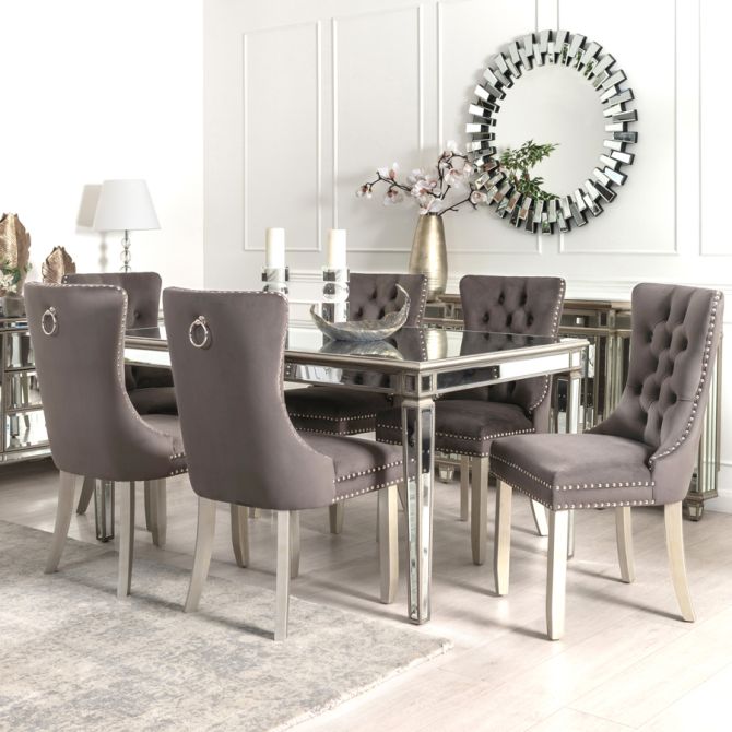 AntoinetteSmoke grey Dining Chair - Pewter Legs - Back Ring – my furniture