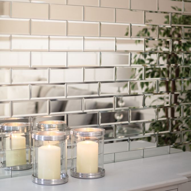 200x75 bevelled mirror tiles – Silver mirrored bevelled brick shape wall  tiles – my furniture