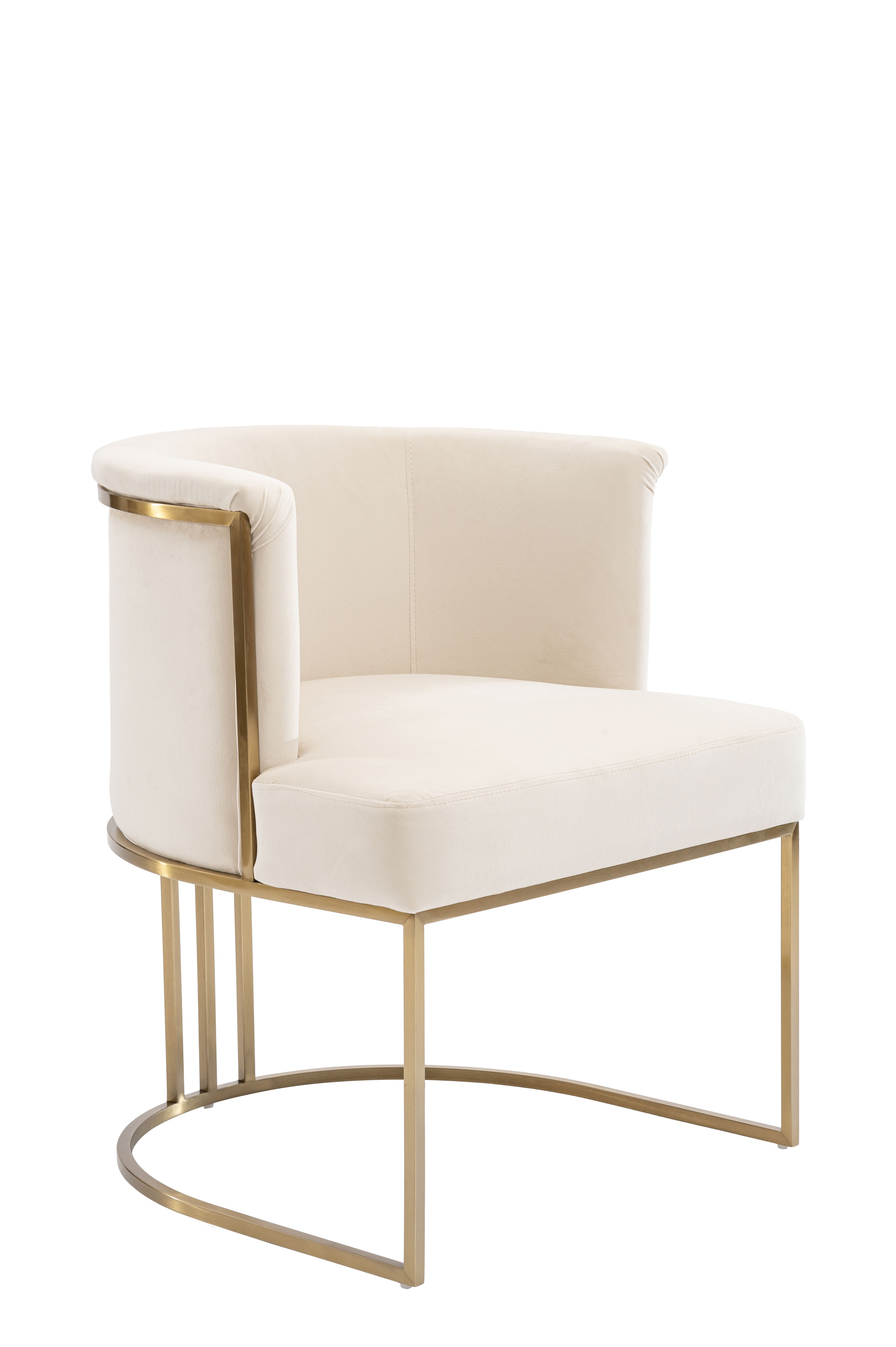 Aria Dining Chair – Chalk – Brass