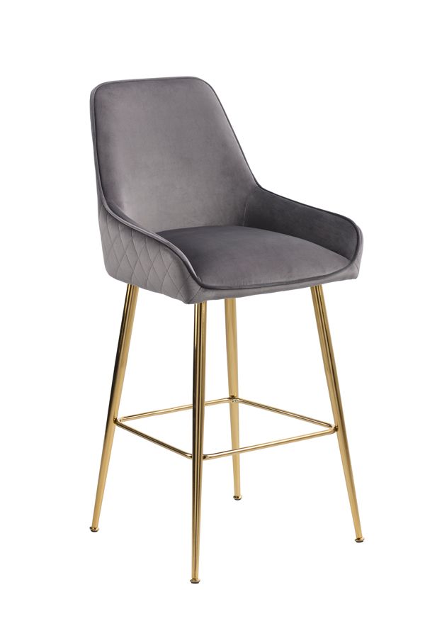 Watson Bar Stool - Storm Grey - Brass